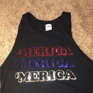Pink Victoria’s Secret “Merica” halter top